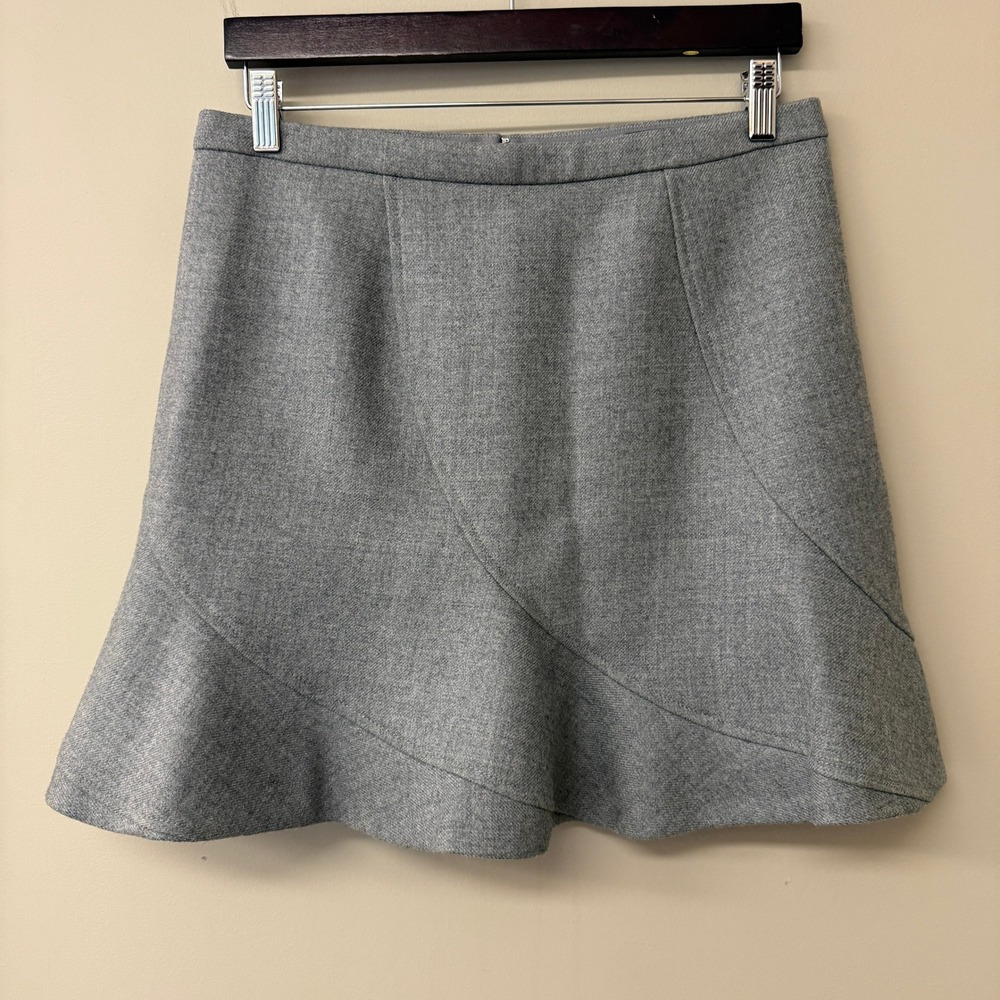 J.Crew Womens Flounce A-Line Skirt Wool Size 8 Grey Academia Quiet Luxury Preppy